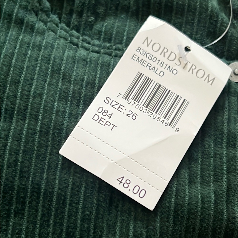 NWT Blank NYC Nordstrom Dark Emerald Green Corduroy Mini Skirt Waist 26 - Picture 3 of 11